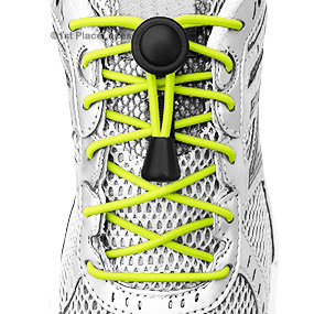 Neon Yellow elastic no tie locking shoelaces