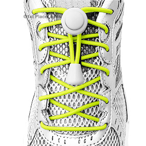 Neon Yellow elastic no tie locking shoelaces