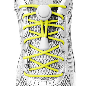 Yellow elastic no tie locking shoelaces